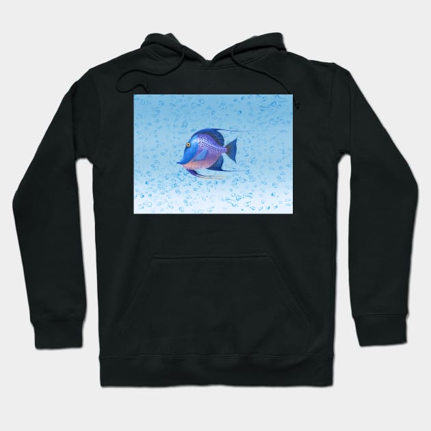 Tropical Blue Fish with Bubbles Hoodie by TrevorIrvin